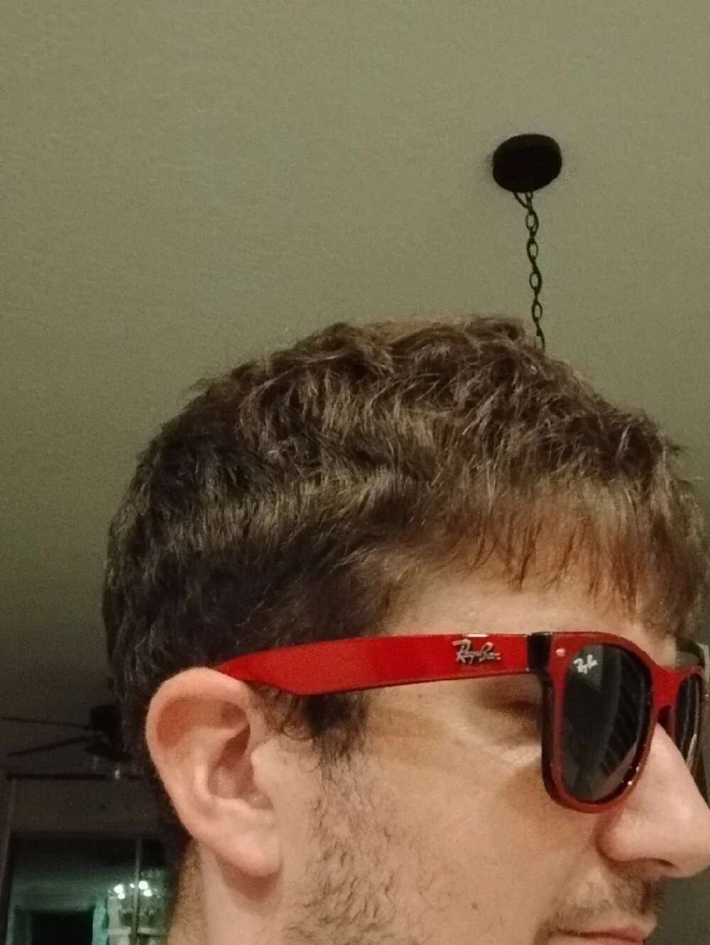Ray-Ban Wayfarer Red Frame Sunglasses with Green Lenses